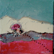 "Composition à la rose" - technique mixte acrylique sur toile - 20x20 - Ref:HZ-219
