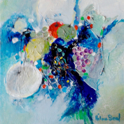 "Fruits épars" - technique mixte et acrylique sur toile - 20x20 - Ref:HZ-227