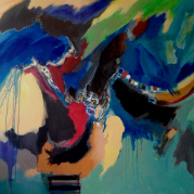 "Les deux pigeons" -162x130--acrylique - Ref:HZ-29
