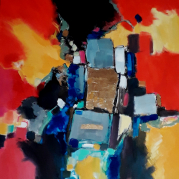 "Le rectangle d'or" - acrylique sur toile - 100x81 -  Ref:HZ-457