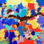 "Presence dynamique" - acrylique sur 16 toiles de 20x20  soit 80x80 - HZ-596